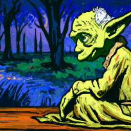 cartoon picture, Yoda, contemplating