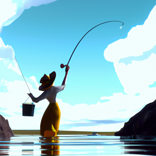 Cartoon of woman fishing